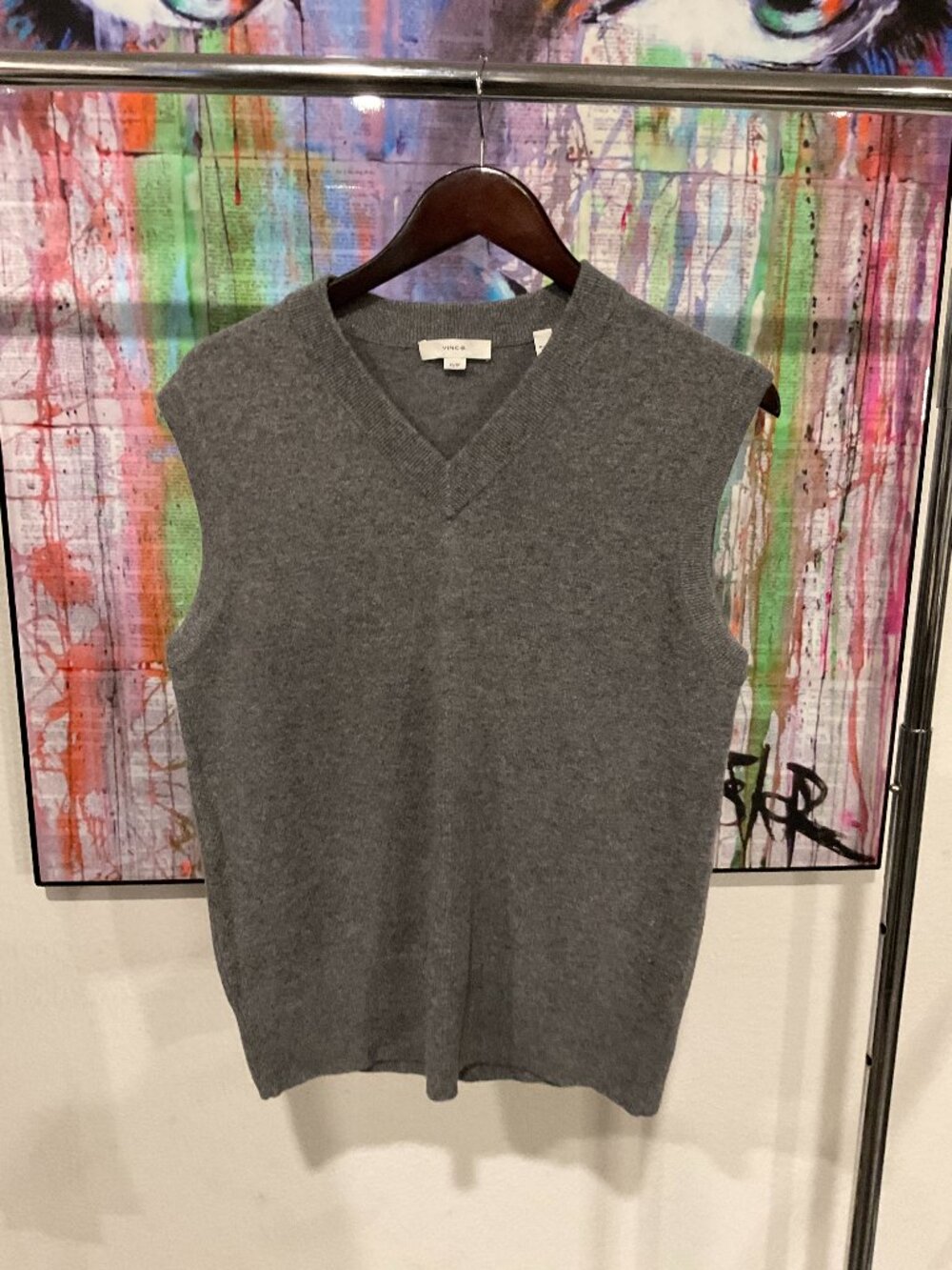 Vince Gray Sleeveless V-Neck Knit Sweater Vest XS